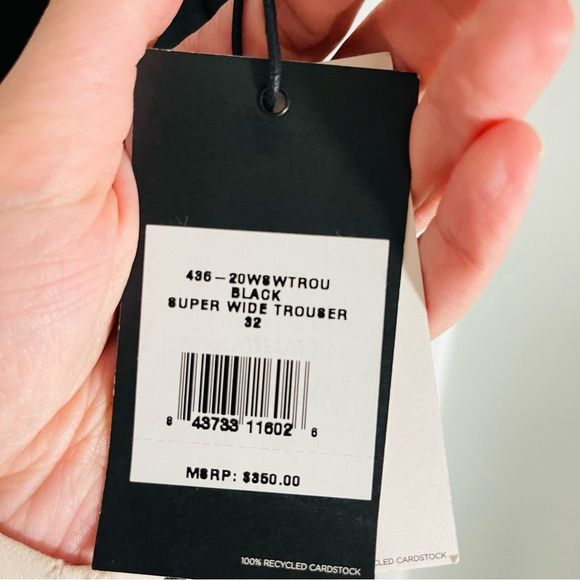 NWT Re/Done Super Wide Leg Trouser Pants Black High Waist Neutral Waist 32 - Picture 8 of 8